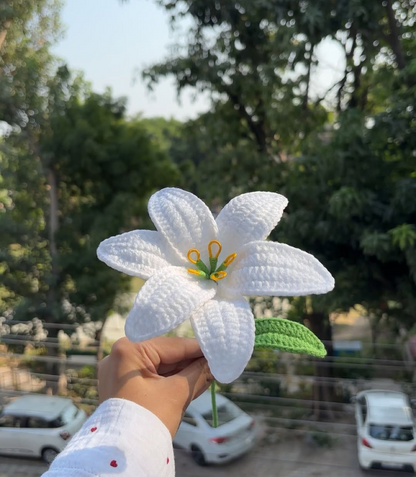 White Lily Flower | Aesthetic Floral Gift | Premium Yarn Forever Flower