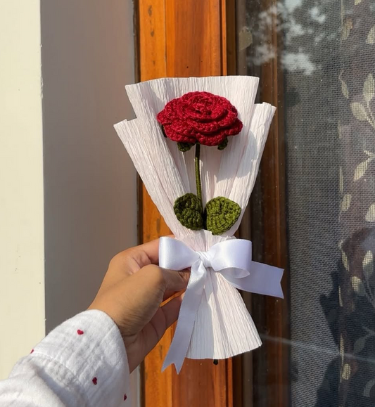 Red Rose Stick – Premium Crochet Floral Wand