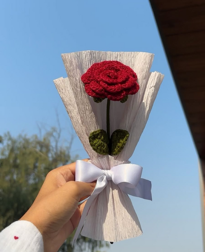 Red Rose Stick – Premium Crochet Floral Wand